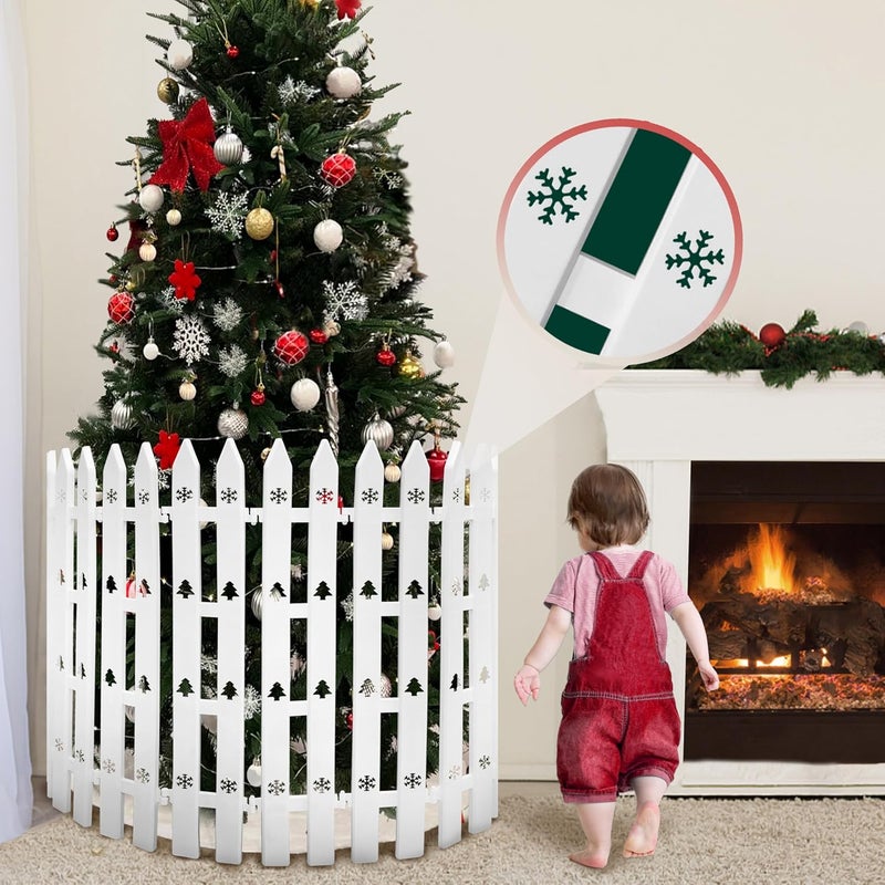 SORANGEUN Extra Height 24” Christmas Tree Fence, 24pcs Christmas Tree Gate, White Christmas Fence Decorations for Cat, Small Dog, Suit for Christmas, Birthday, Wedding Decoration - Image 4